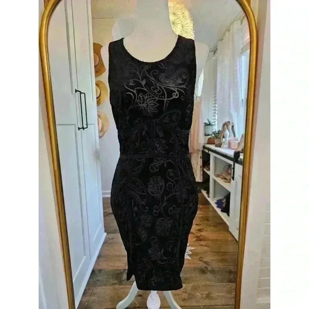 Intimately Free People Women's M Burnout Babe Floral Velvet Mini Bodycon Dress